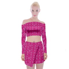 Roses And Roses A Soft Flower Bed Ornate Off Shoulder Top With Mini Skirt Set by pepitasart