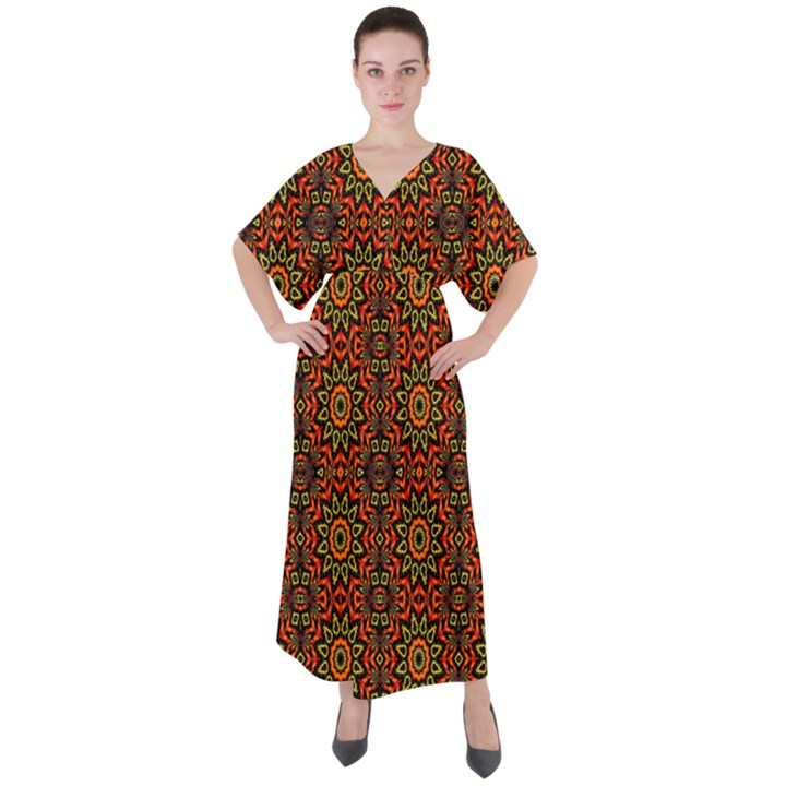 NEW ARRIVALS-B-5 V-Neck Boho Style Maxi Dress