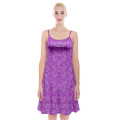 Roses And Roses A Soft  Purple Flower Bed Ornate Spaghetti Strap Velvet Dress by pepitasart