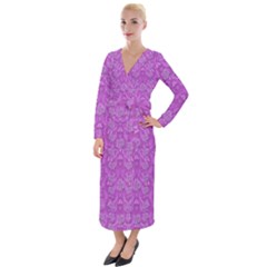 Roses And Roses A Soft  Purple Flower Bed Ornate Velvet Maxi Wrap Dress by pepitasart