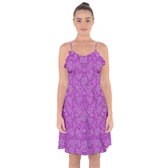 Roses And Roses A Soft  Purple Flower Bed Ornate Ruffle Detail Chiffon Dress by pepitasart