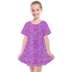 Roses And Roses A Soft  Purple Flower Bed Ornate Kids  Smock Dress by pepitasart