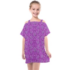 Roses And Roses A Soft  Purple Flower Bed Ornate Kids  One Piece Chiffon Dress by pepitasart