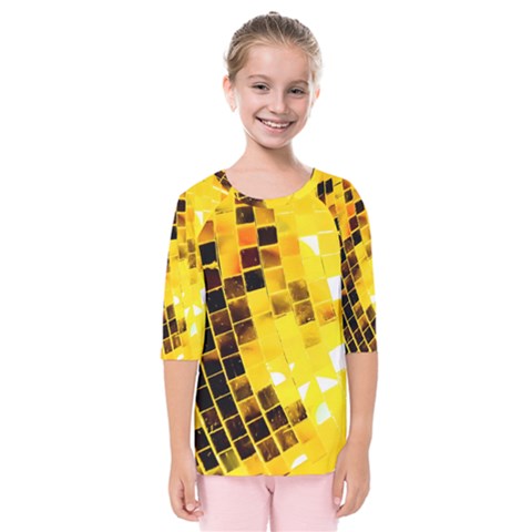 Golden Disco Ball Kids  Quarter Sleeve Raglan Tee by essentialimage