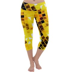 Golden Disco Ball Capri Yoga Leggings by essentialimage