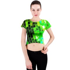 Green Disco Ball Crew Neck Crop Top by essentialimage