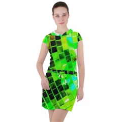 Green Disco Ball Drawstring Hooded Dress by essentialimage