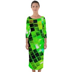 Green Disco Ball Quarter Sleeve Midi Bodycon Dress by essentialimage