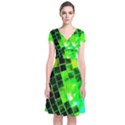 Green Disco Ball Short Sleeve Front Wrap Dress View1