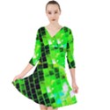 Green Disco Ball Quarter Sleeve Front Wrap Dress View1