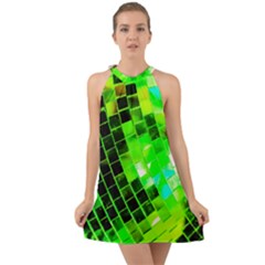 Green Disco Ball Halter Tie Back Chiffon Dress by essentialimage