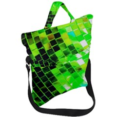 Green Disco Ball Fold Over Handle Tote Bag by essentialimage