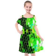 Green Disco Ball Kids  Cut Out Shoulders Chiffon Dress by essentialimage