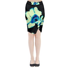 Blue And Yellow Tulip Midi Wrap Pencil Skirt by okhismakingart