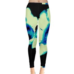 Blue And Yellow Tulip Inside Out Leggings by okhismakingart