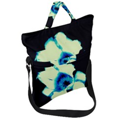 Blue And Yellow Tulip Fold Over Handle Tote Bag by okhismakingart