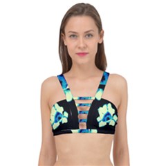 Blue And Yellow Tulip Cage Up Bikini Top