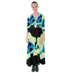 Blue And Yellow Tulip Button Up Maxi Dress