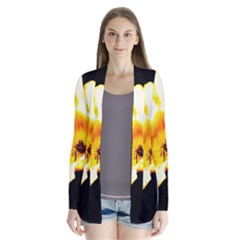 Yellow And Orange Tulip Drape Collar Cardigan by okhismakingart