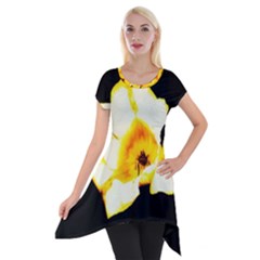 Yellow And Orange Tulip Short Sleeve Side Drop Tunic by okhismakingart