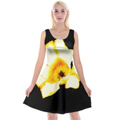 Yellow And Orange Tulip Reversible Velvet Sleeveless Dress