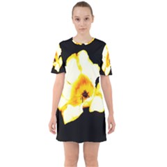 Yellow And Orange Tulip Sixties Short Sleeve Mini Dress by okhismakingart