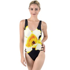 Yellow And Orange Tulip High Leg Strappy Swimsuit by okhismakingart