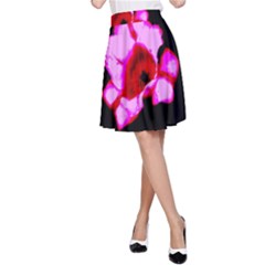 Pink And Red Tulip A-line Skirt by okhismakingart