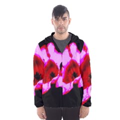 Pink And Red Tulip Men s Hooded Windbreaker