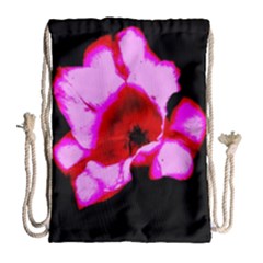 Pink And Red Tulip Drawstring Bag (large) by okhismakingart