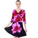 Pink and Red Tulip Quarter Sleeve Front Wrap Dress View1