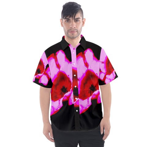 Pink And Red Tulip Men s Short Sleeve Shirt by okhismakingart