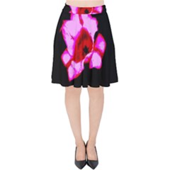 Pink And Red Tulip Velvet High Waist Skirt by okhismakingart