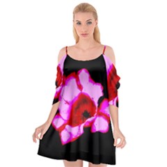 Pink And Red Tulip Cutout Spaghetti Strap Chiffon Dress by okhismakingart