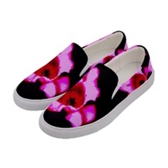 Pink And Red Tulip Women s Canvas Slip Ons by okhismakingart