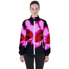 Pink And Red Tulip Women s High Neck Windbreaker by okhismakingart