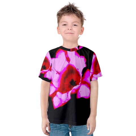 Pink And Red Tulip Kids  Cotton Tee by okhismakingart