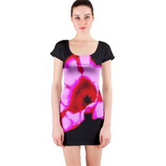 Pink And Red Tulip Short Sleeve Bodycon Dress by okhismakingart