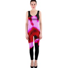 Pink And Red Tulip One Piece Catsuit by okhismakingart