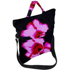 Pink And Red Tulip Fold Over Handle Tote Bag by okhismakingart