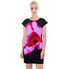 Pink And Red Tulip Cap Sleeve Bodycon Dress by okhismakingart