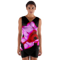 Pink And Red Tulip Wrap Front Bodycon Dress