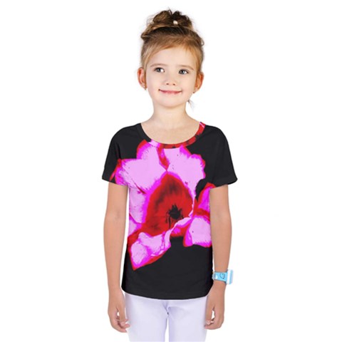 Pink And Red Tulip Kids  One Piece Tee by okhismakingart