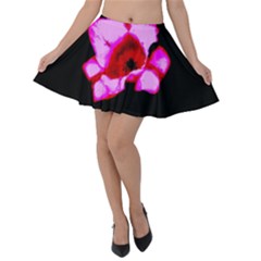 Pink And Red Tulip Velvet Skater Skirt by okhismakingart