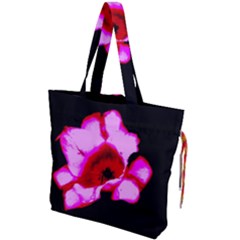 Pink And Red Tulip Drawstring Tote Bag by okhismakingart