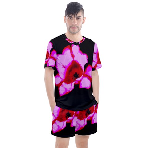 Pink And Red Tulip Men s Mesh Tee And Shorts Set by okhismakingart