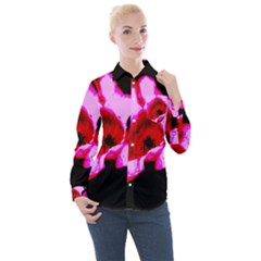 Pink And Red Tulip Women s Long Sleeve Pocket Shirt