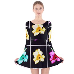 Tulip Collage Long Sleeve Velvet Skater Dress by okhismakingart