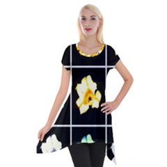 Tulip Collage Short Sleeve Side Drop Tunic by okhismakingart