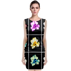 Tulip Collage Sleeveless Velvet Midi Dress by okhismakingart